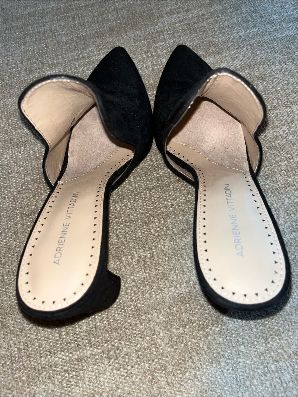 Adrienne Vittadini Black Suede Pointed Slip-On Mules - Picture 4 of 5